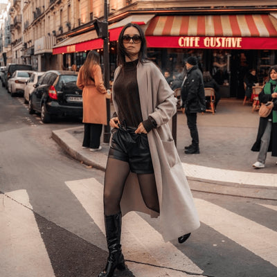 Collant in pile effetto trasparente