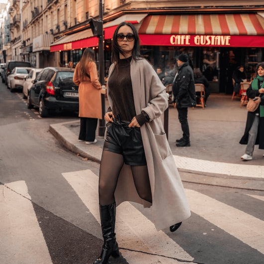 Collant in pile effetto trasparente